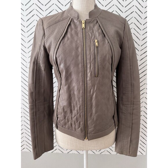 Trina Turk Women's Quilted Leather Moto Jacket Size 2 - Picture 1 of 11